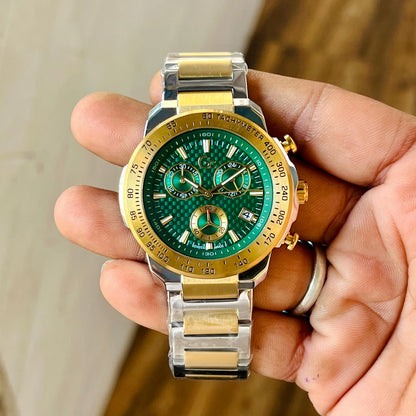 Guess Collection First Class Green Round Dial Analog Men Watch Z35002G9MF